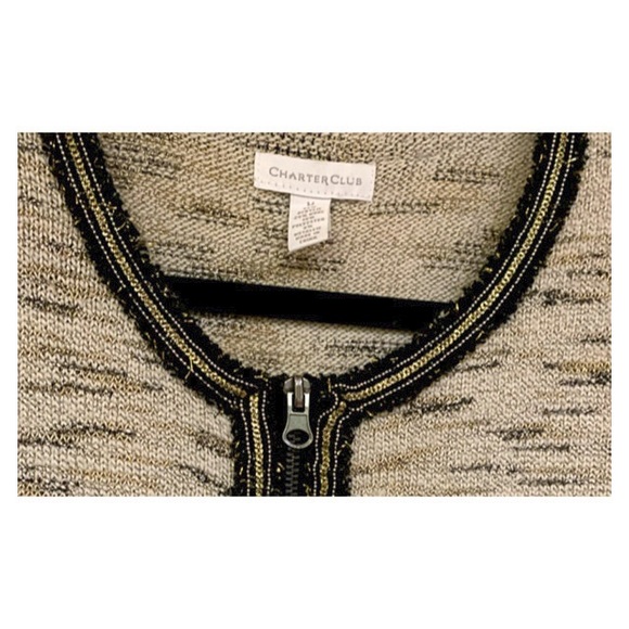 Charter Club Blazer Lovely Metallic-Trim Knit Blazer Soft Lightweight Size M - Picture 5 of 9